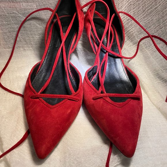 UTERQUE RED TIE-UP PUMPS (SZ 39) (EUC) - Picture 4 of 6